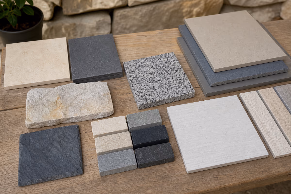 Usporedba uzoraka materijala za oblogu: kamen, keramika i cementne ploče