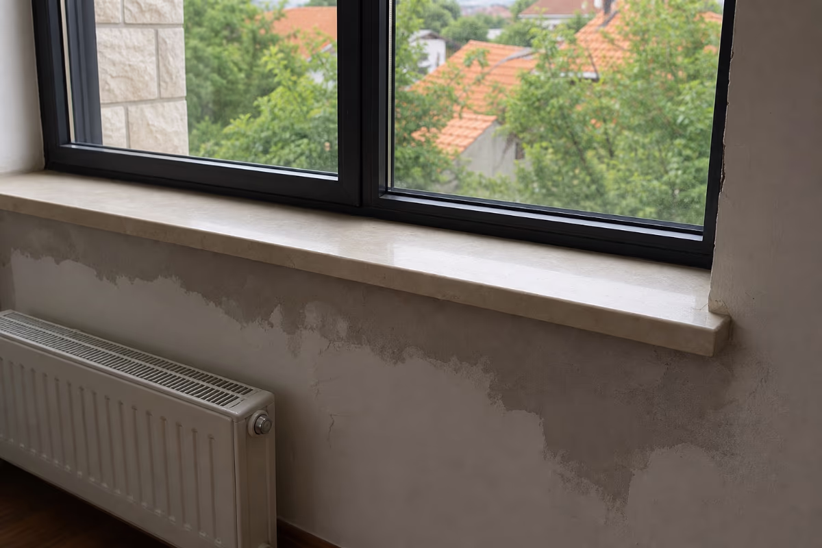 Osoba meri sobu metrom i bilježi podatke u bilježnicu — materijali i alat
